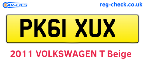 PK61XUX are the vehicle registration plates.