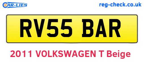 RV55BAR are the vehicle registration plates.