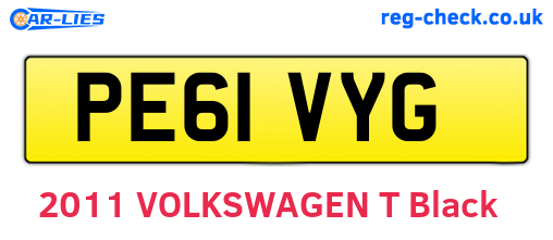PE61VYG are the vehicle registration plates.