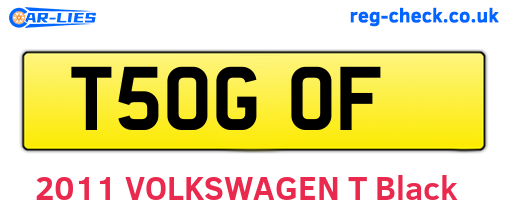 T50GOF are the vehicle registration plates.