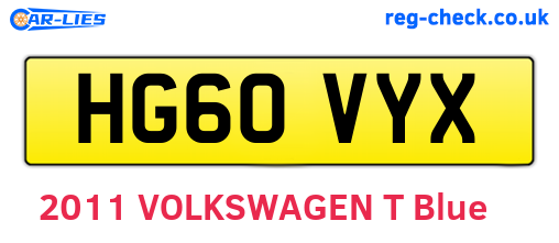 HG60VYX are the vehicle registration plates.