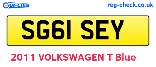 SG61SEY are the vehicle registration plates.