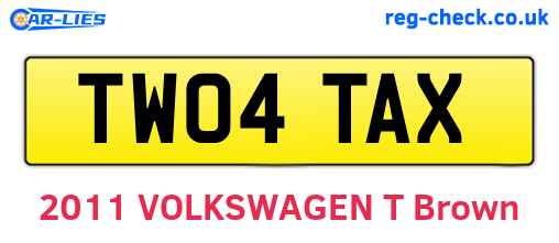 TW04TAX are the vehicle registration plates.