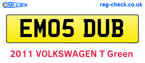 EM05DUB are the vehicle registration plates.