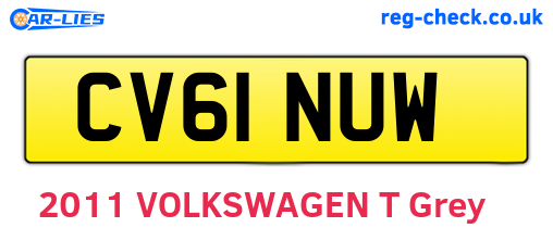 CV61NUW are the vehicle registration plates.