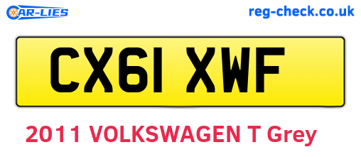 CX61XWF are the vehicle registration plates.