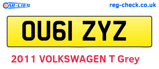 OU61ZYZ are the vehicle registration plates.