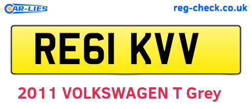 RE61KVV are the vehicle registration plates.