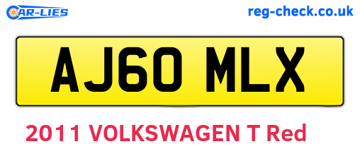 AJ60MLX are the vehicle registration plates.