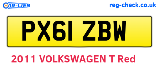 PX61ZBW are the vehicle registration plates.