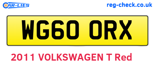 WG60ORX are the vehicle registration plates.