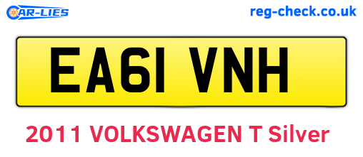 EA61VNH are the vehicle registration plates.