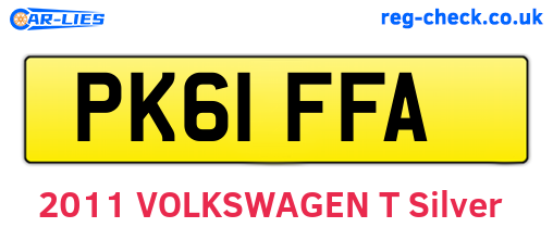 PK61FFA are the vehicle registration plates.