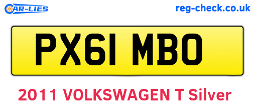 PX61MBO are the vehicle registration plates.