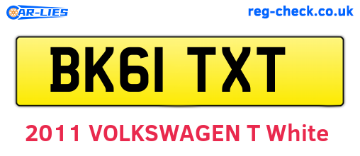 BK61TXT are the vehicle registration plates.