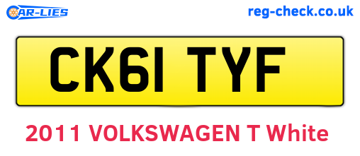 CK61TYF are the vehicle registration plates.
