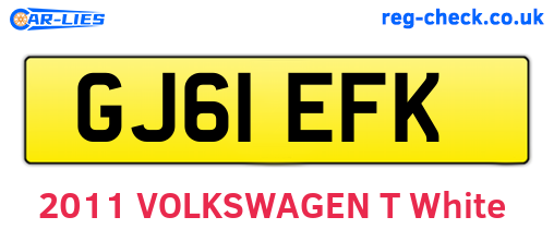 GJ61EFK are the vehicle registration plates.