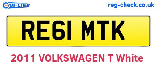 RE61MTK are the vehicle registration plates.