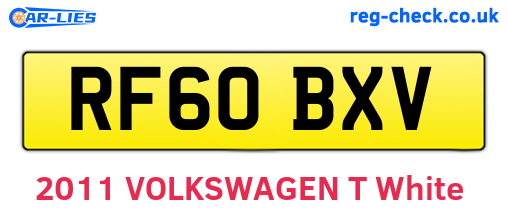 RF60BXV are the vehicle registration plates.