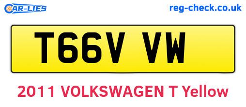T66VVW are the vehicle registration plates.