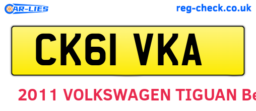 CK61VKA are the vehicle registration plates.