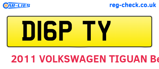 D16PTY are the vehicle registration plates.
