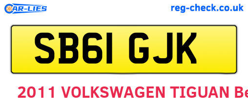 SB61GJK are the vehicle registration plates.