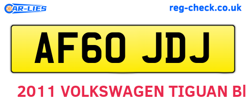 AF60JDJ are the vehicle registration plates.