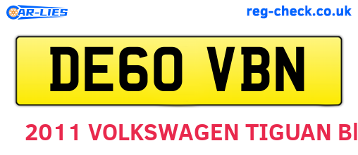 DE60VBN are the vehicle registration plates.
