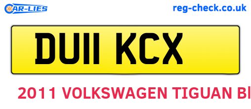 DU11KCX are the vehicle registration plates.