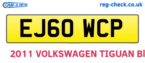 EJ60WCP are the vehicle registration plates.