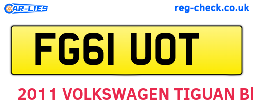 FG61UOT are the vehicle registration plates.