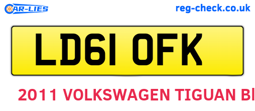LD61OFK are the vehicle registration plates.