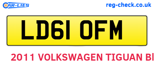 LD61OFM are the vehicle registration plates.