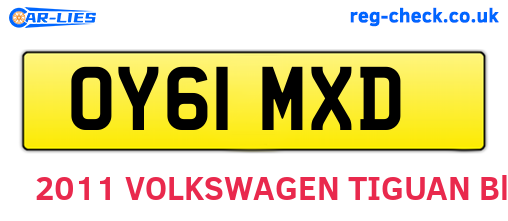 OY61MXD are the vehicle registration plates.