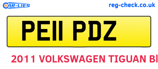 PE11PDZ are the vehicle registration plates.