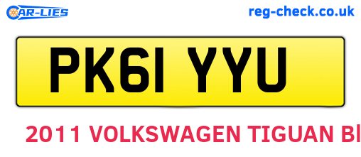 PK61YYU are the vehicle registration plates.