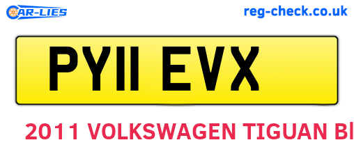 PY11EVX are the vehicle registration plates.