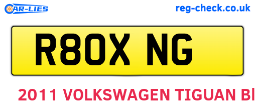 R80XNG are the vehicle registration plates.