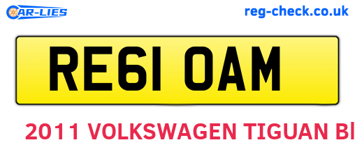 RE61OAM are the vehicle registration plates.