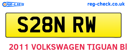 S28NRW are the vehicle registration plates.