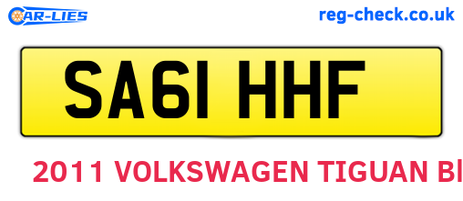 SA61HHF are the vehicle registration plates.