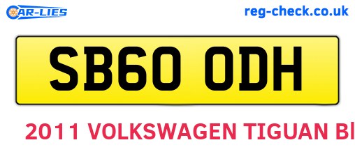 SB60ODH are the vehicle registration plates.