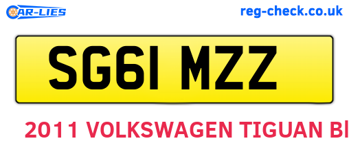 SG61MZZ are the vehicle registration plates.