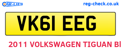 VK61EEG are the vehicle registration plates.