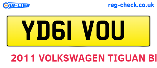 YD61VOU are the vehicle registration plates.