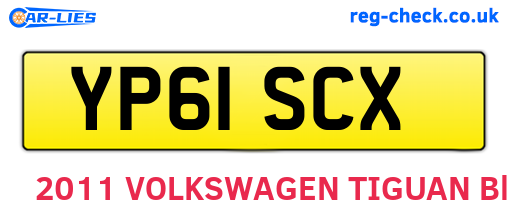YP61SCX are the vehicle registration plates.