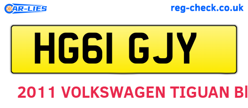 HG61GJY are the vehicle registration plates.