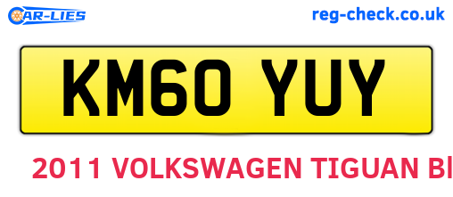 KM60YUY are the vehicle registration plates.