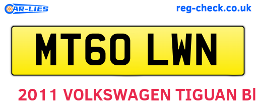 MT60LWN are the vehicle registration plates.
